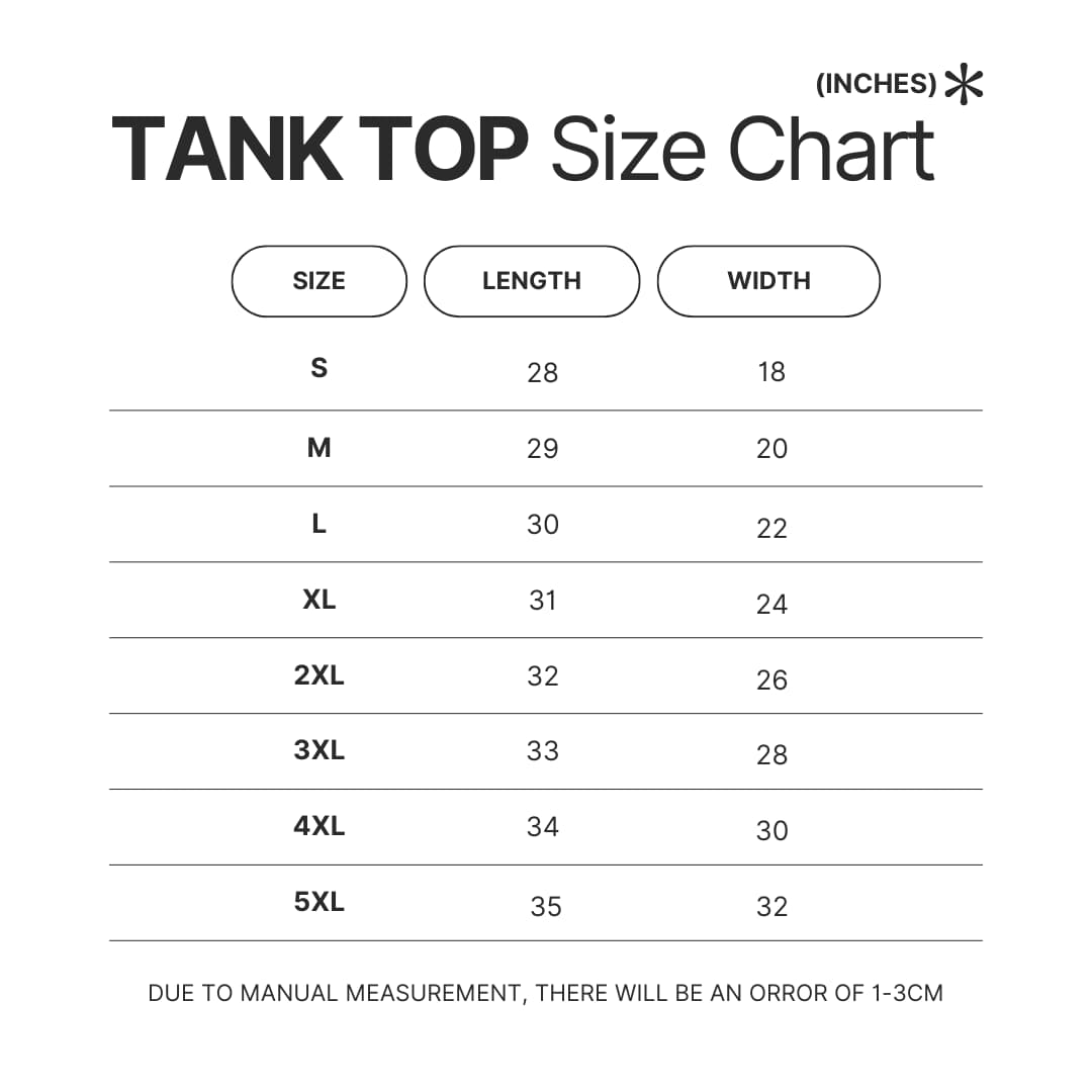 Tank Top Size Chart - Knocked Loose Shop